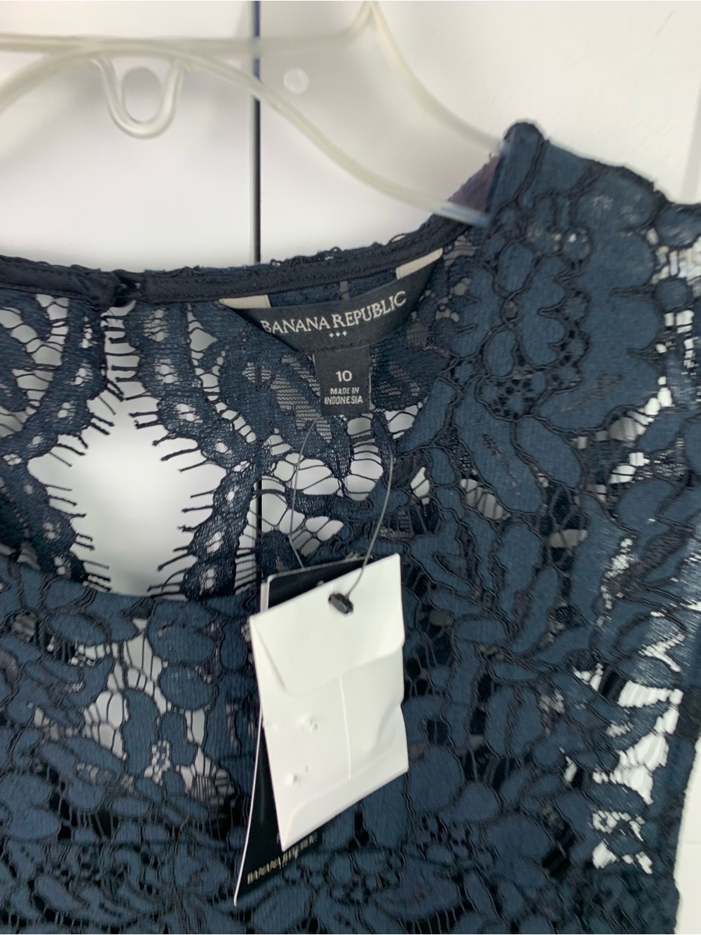 Banana Republic Lace Sheath Dress Navy Sleeveless 10 Cocktail Wedding - Picture 3 of 9